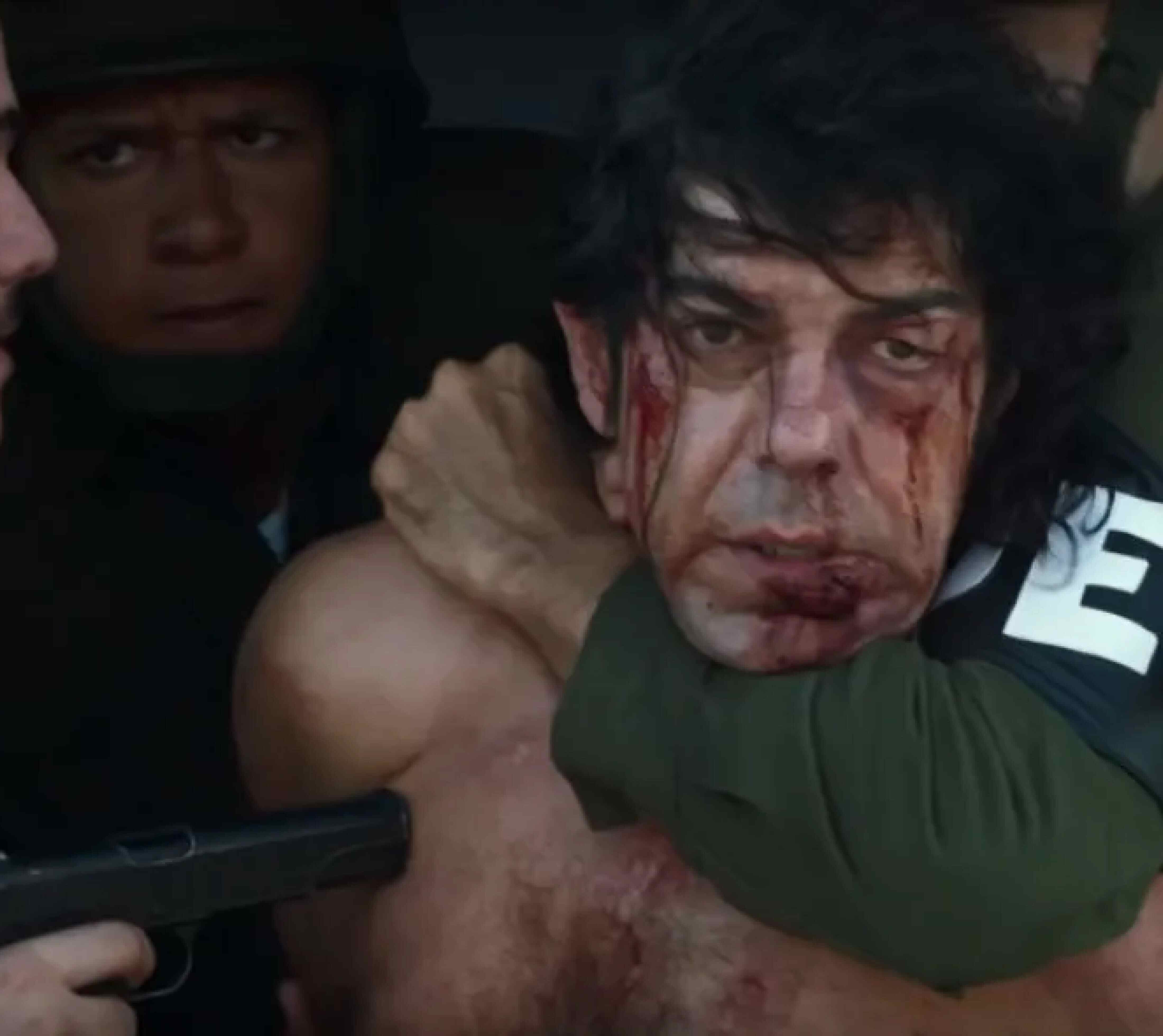 special effects make-up of wounds of the character Tommaso Buscetta from the film 'Il traditore' directed by Marco Bellocchio